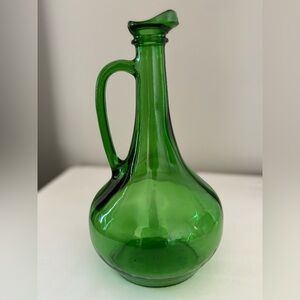 Vintage Emerald Green Glass Wine Jug, Bottle, Decanter, Wine World 1978